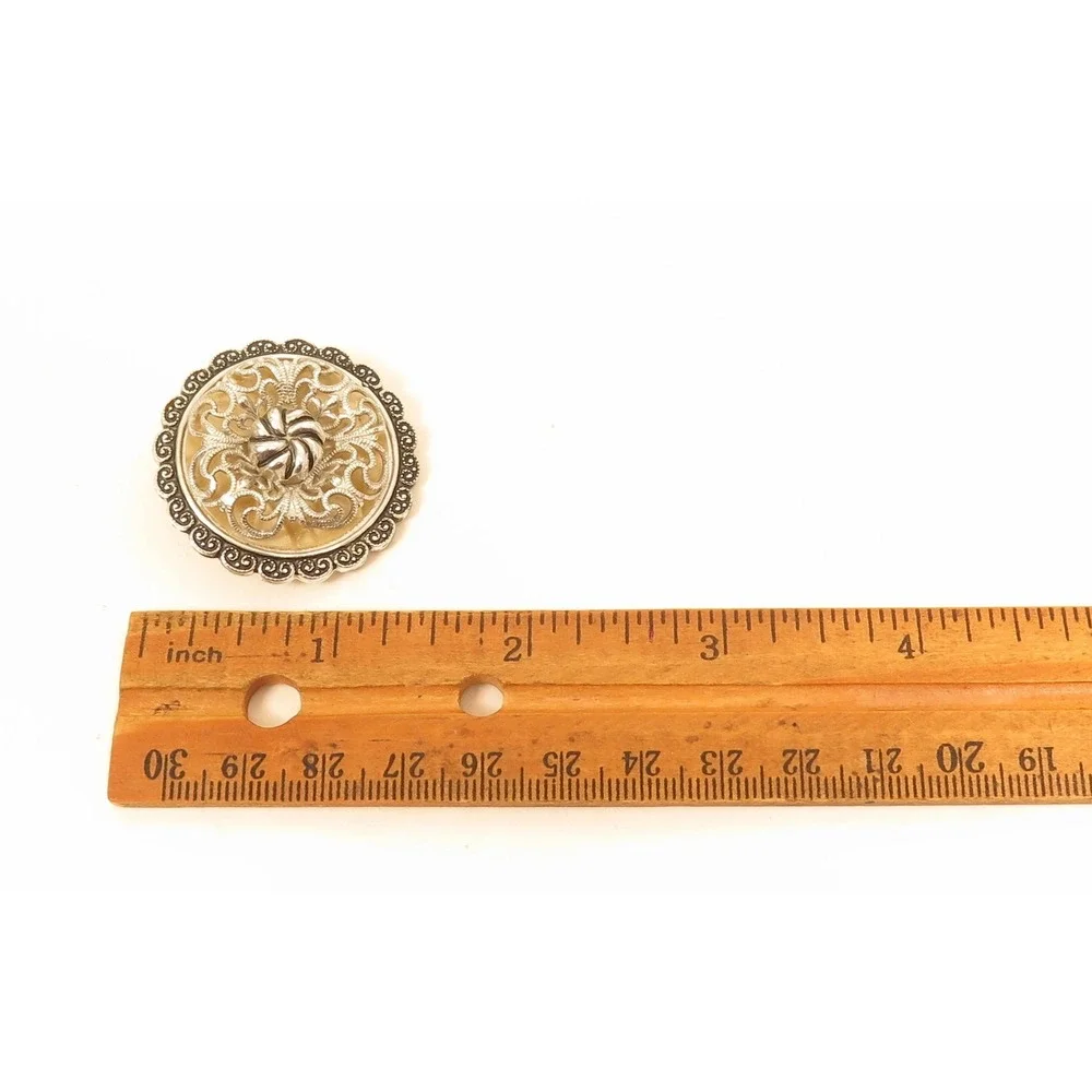 Western Germany Silver Filigree Floral Vintage Signed‎ Pretty Scarf Clip